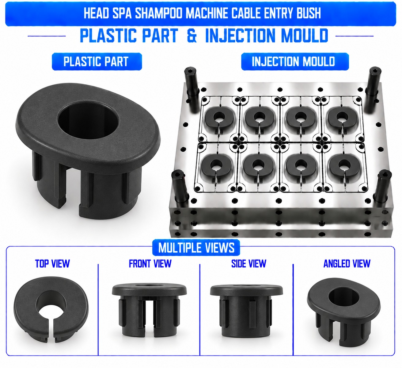 Head Spa Shampoo Machine Plastic Cable Entry Bush Mould and Moulding Services